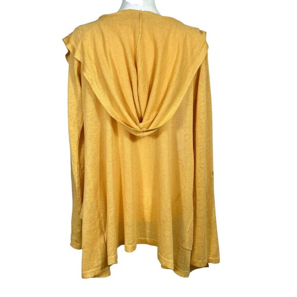 Cynthia Rowley Linen Hooded Longline Cardigan Yellow Gold Tab Sleeve Small - Picture 4 of 12